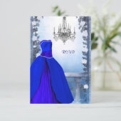 ボールガウン王室のネイビーブルーバラキンセアニェラRSVP 出欠カード (スタンド正面)