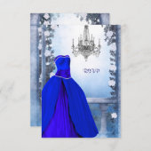 ボールガウン王室のネイビーブルーバラキンセアニェラRSVP 出欠カード (正面/裏面)