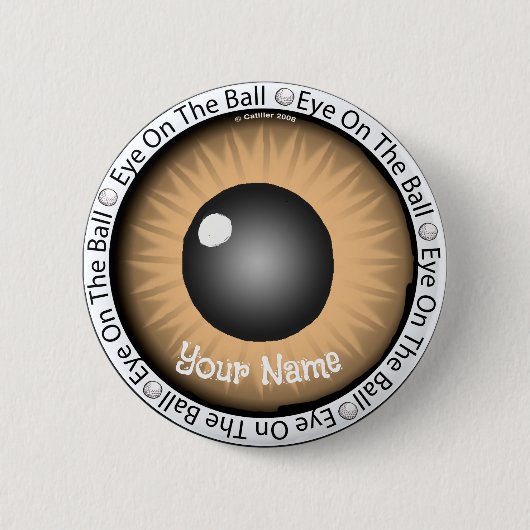 ボールゴルファーに対する茶色の目 缶バッジ (正面)
