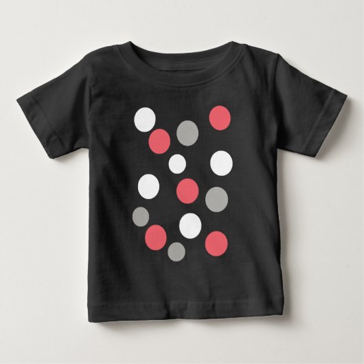 ボールサークル模様グレー白コーラルピンク ベビーTシャツ (正面)