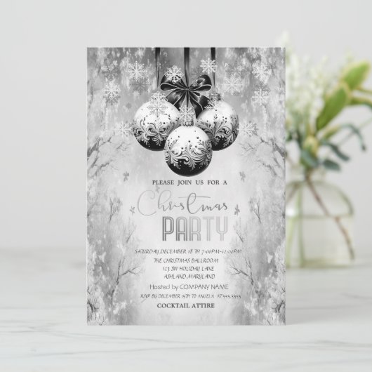 ボールスノーフレークスウィンターランドスケープクリスマスパーティー 招待状 (スタンド正面)