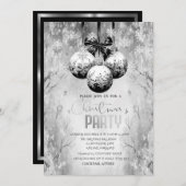 ボールスノーフレークスウィンターランドスケープクリスマスパーティー 招待状 (正面/裏面)
