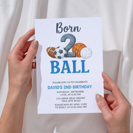 ボールスポーツで生まれてきた2歳の誕生日 招待状