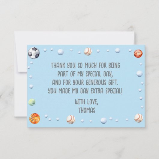 ボールスポーツの子供の誕生日 サンキューカード (正面)