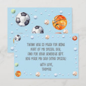 ボールスポーツの子供の誕生日 サンキューカード (正面/裏面)