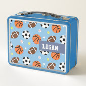 ボールスポーツをテーマにしたパタパーソナライズされたーン メタルランチボックス (裏面)