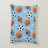 ボールスポーツをテーマにしたパターンボーイズルームデコール アクセントクッション (裏面(縦))