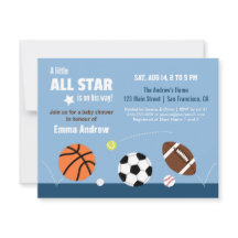 ボールスポーツをテーマにしたベビーシャワー招待状