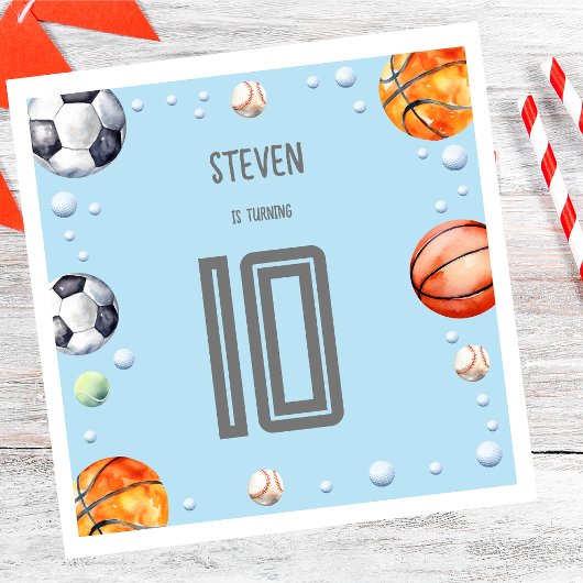 ボールスポーツ子供の誕生日 スタンダードランチョンナプキン