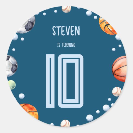 ボールスポーツ子供の誕生日 ラウンドシール (正面)