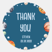 ボールスポーツ子供の誕生日 ラウンドシール (正面)