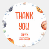 ボールスポーツ子供の誕生日 ラウンドシール (正面)