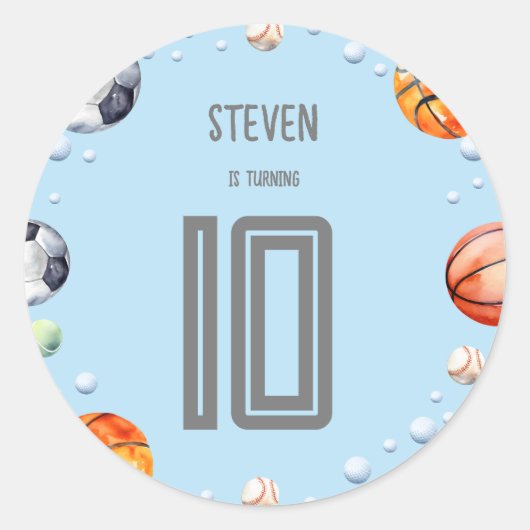 ボールスポーツ子供の誕生日 ラウンドシール (正面)