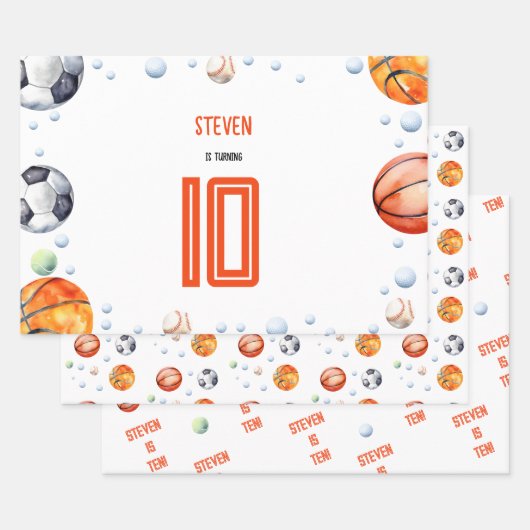 ボールスポーツ子供の誕生日 ラッピングペーパーシート (セット)