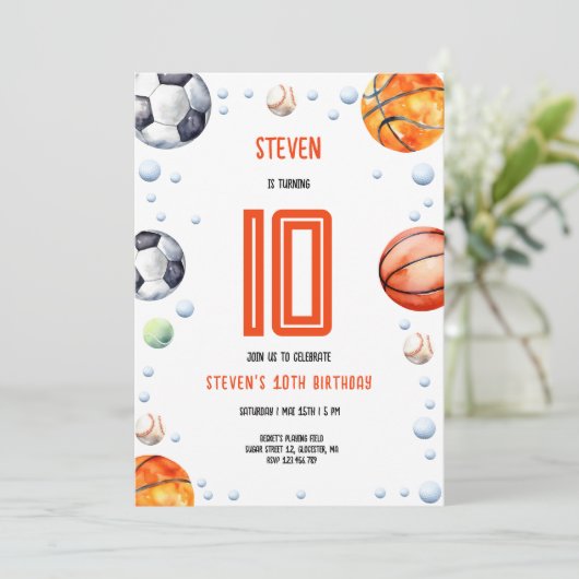 ボールスポーツ子供の誕生日 招待状 (スタンド正面)