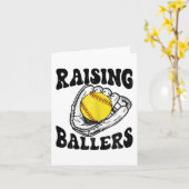 ボールズソフトボールママ野球ママ母の日のプレゼント カード (黄色い花)