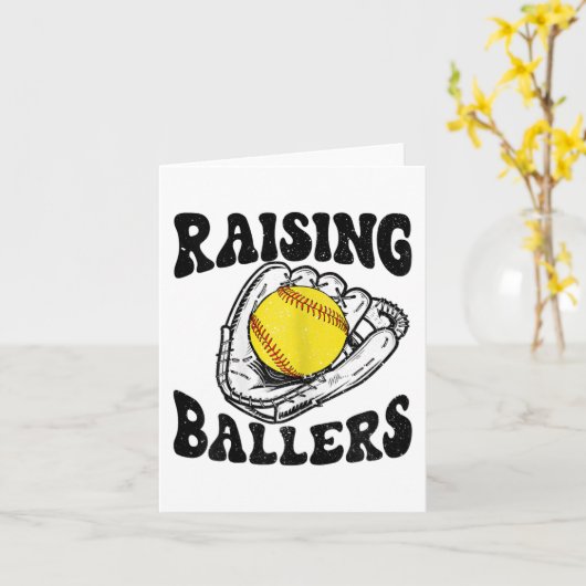 ボールズソフトボールママ野球ママ母の日のプレゼント カード (黄色い花)