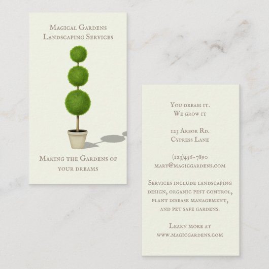 ボールトピアリーガーデンをテーマ伝統的エレガント 名刺 (正面/裏面)