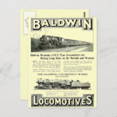 ボールドウィン蒸気機関車1924年の山型 ポストカード (正面/裏面)