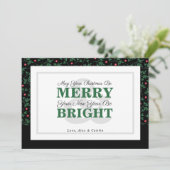 ボールドグリーン タイポグラフィー ホリデー グリーンハガキ シーズンカード (スタンド正面)