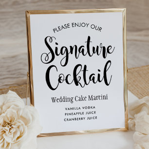 ボールドスクリプトシグネチャーカクテル ウェディング ポスター