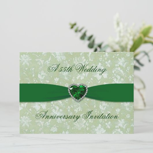 ボールドダマスク 55周年 結婚記念日 5x7 招待状 (スタンド正面)