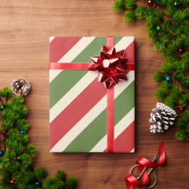 ボールドビンテージエレガントクリスマスキャンディケーン ラッピングペーパー