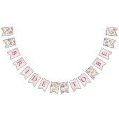 ボールドピンクとアイボリーのドリーム ブライダルシャワー バンティングフラッグ (全)