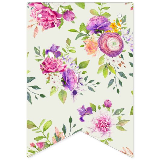 ボールドピンクとアイボリーのドリーム ブライダルシャワー バンティングフラッグ (第1の旗)