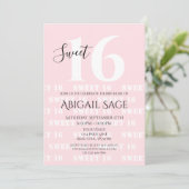 ボールドピンクとホワイトのカスタマイズフォト スイートシックスティーン 招待状 (スタンド正面)