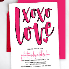 ボールドピンクのガレンティーンズデーパーティー 招待状