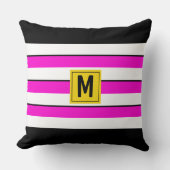 ボールドピンクストライプモノグラム クッション (正面)
