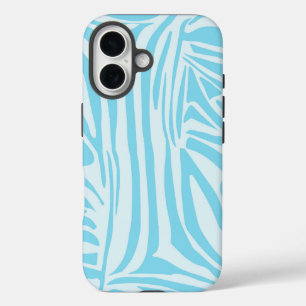 ボールドブルーとホワイトのゼブラプリント iPhone 16ケース