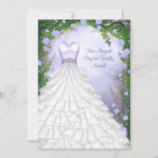 ボールドレスパーティドレス 紫色のバラのキンセアニエラ 招待状 (正面)