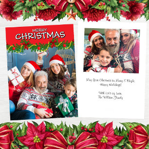 ボールドレッドメリークリスマス オーダーメイド2枚写真フラットカード シーズンカード