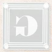 ボールド3フレームモノグラム | ブラック＆ホワイト ガラスコースター (裏面)