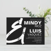 ボールド アンパサンド グランジ スクリプト ブラック ウェディング 招待状 (スタンド正面)