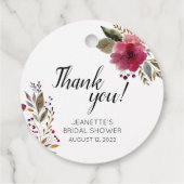 ボールド ウォーターカラー フラワーズ ブライダル シャワー サンクス フェイバータグ (裏面)