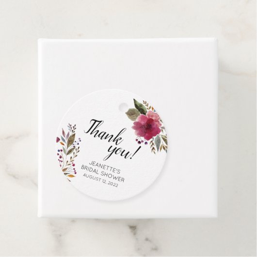 ボールド ウォーターカラー フラワー ブライダル シャワー サンクス フェイバータグ (インサイチュ)