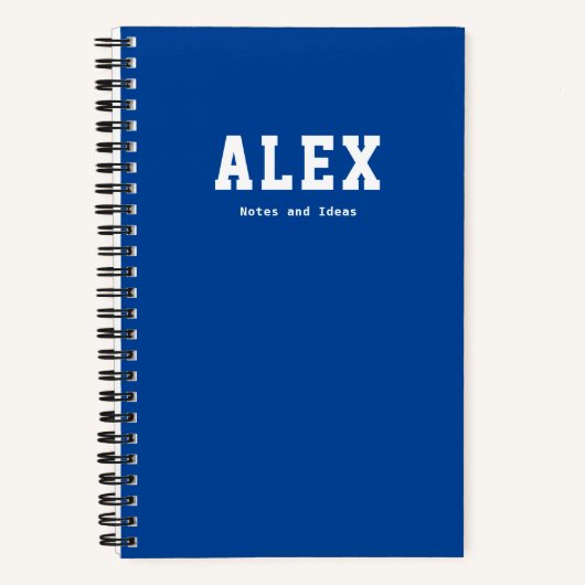 ボールド スポーティ カスタム ノートとアイデア ロイヤルブルー ノートブック (正面)
