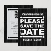 ボールド タイプのバル ミツバ祭りのお知らせ 黒 招待状 (正面/裏面)