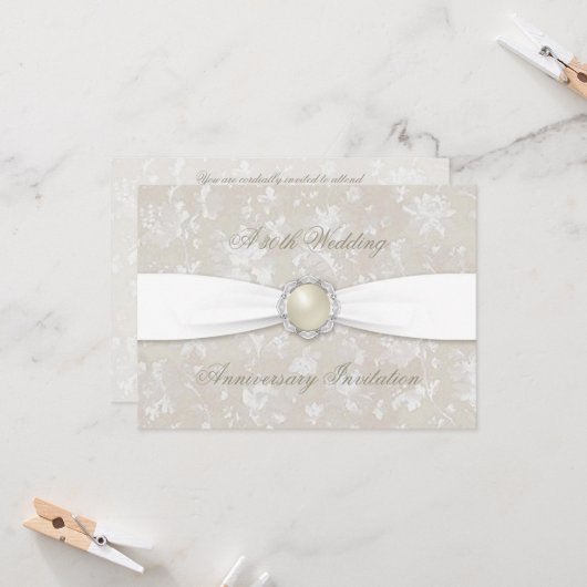 ボールド ダマスク 30周年 結婚記念日 4.5x6.25 招待状 (正面/裏面インサイチュ)