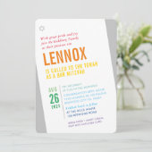 ボールド バー ミツバh 明るい現代的な角度 カラフル 招待状 (スタンド正面)