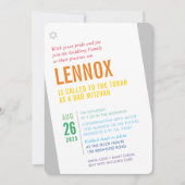 ボールド バー ミツバh 明るい現代的な角度 カラフル 招待状 (正面)