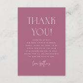 ボールド フローラル カリグラフィー パープル ブライダル シャワー サンキューカード (正面)