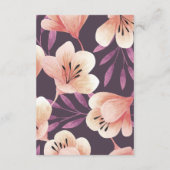 ボールド フローラル カリグラフィー パープル ブライダル シャワー サンキューカード (裏面)