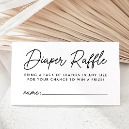 ボールド ブラック スクリプト ベイビー シャワー おむつラッフル エンクロージャーカード