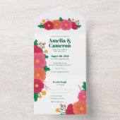 ボールド ブルームズ オールインワン ウェディング インビテーション (内側)