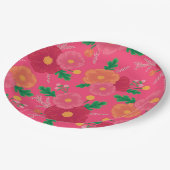 ボールド ブルーム ピンク ペーパープレート (アングル)