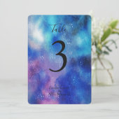 ボールド ブルー ウォーターカラー | テーブル番号カード 招待状 (スタンド正面)